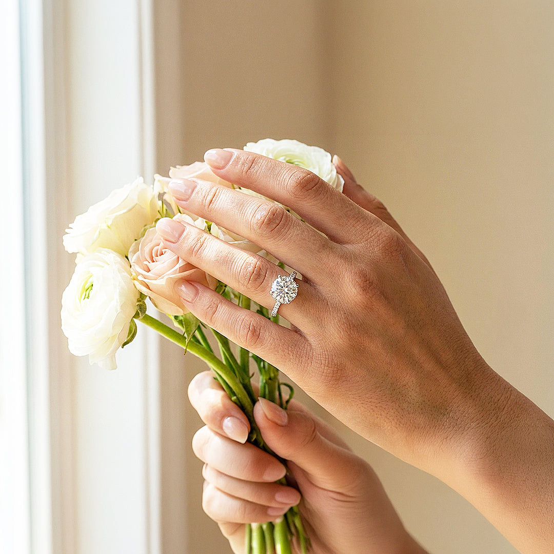 Round Solitaire Halo Engagement Ring | Luxe1999 - new designs | Singapore Jewellery, Wedding Rings &amp; Gifts | Same Day Delivery | Tiara.com.sg