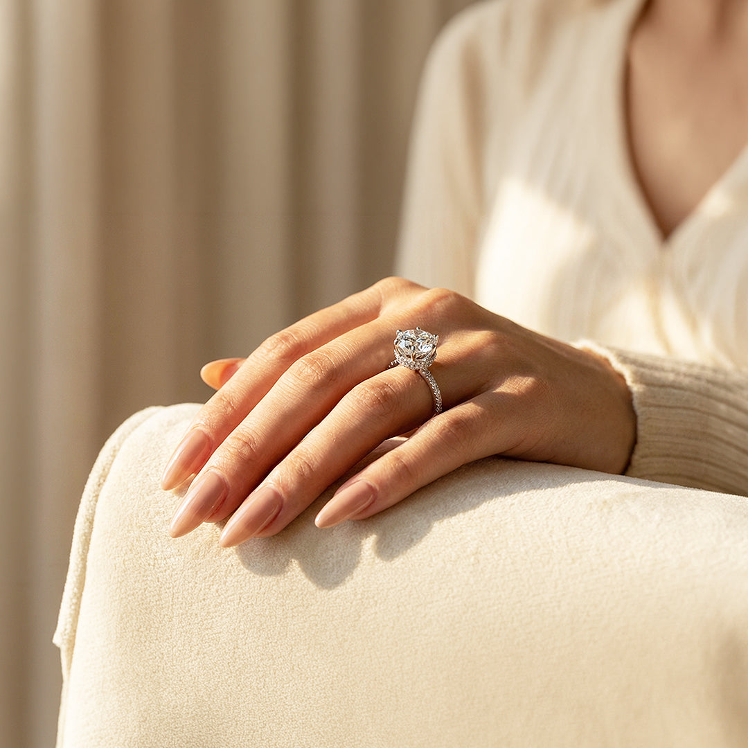 Round Solitaire Halo Engagement Ring | Luxe1999 - new designs | Singapore Jewellery, Wedding Rings &amp; Gifts | Same Day Delivery | Tiara.com.sg