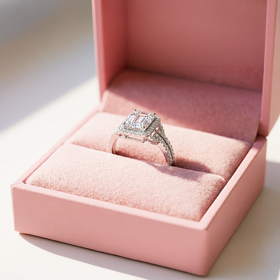 Emerald Cut Engagement Ring | White Gold | Luxe2000 - new designs | Singapore Jewellery, Wedding Rings &amp; Gifts | Same Day Delivery | Tiara.com.sg
