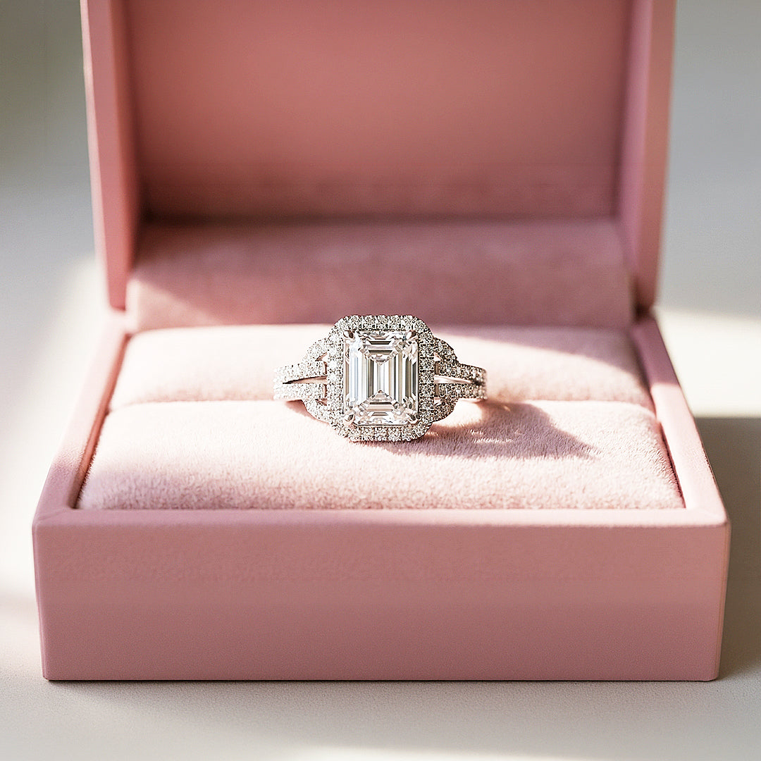 Emerald Cut Engagement Ring | White Gold | Luxe2000 - new designs | Singapore Jewellery, Wedding Rings &amp; Gifts | Same Day Delivery | Tiara.com.sg