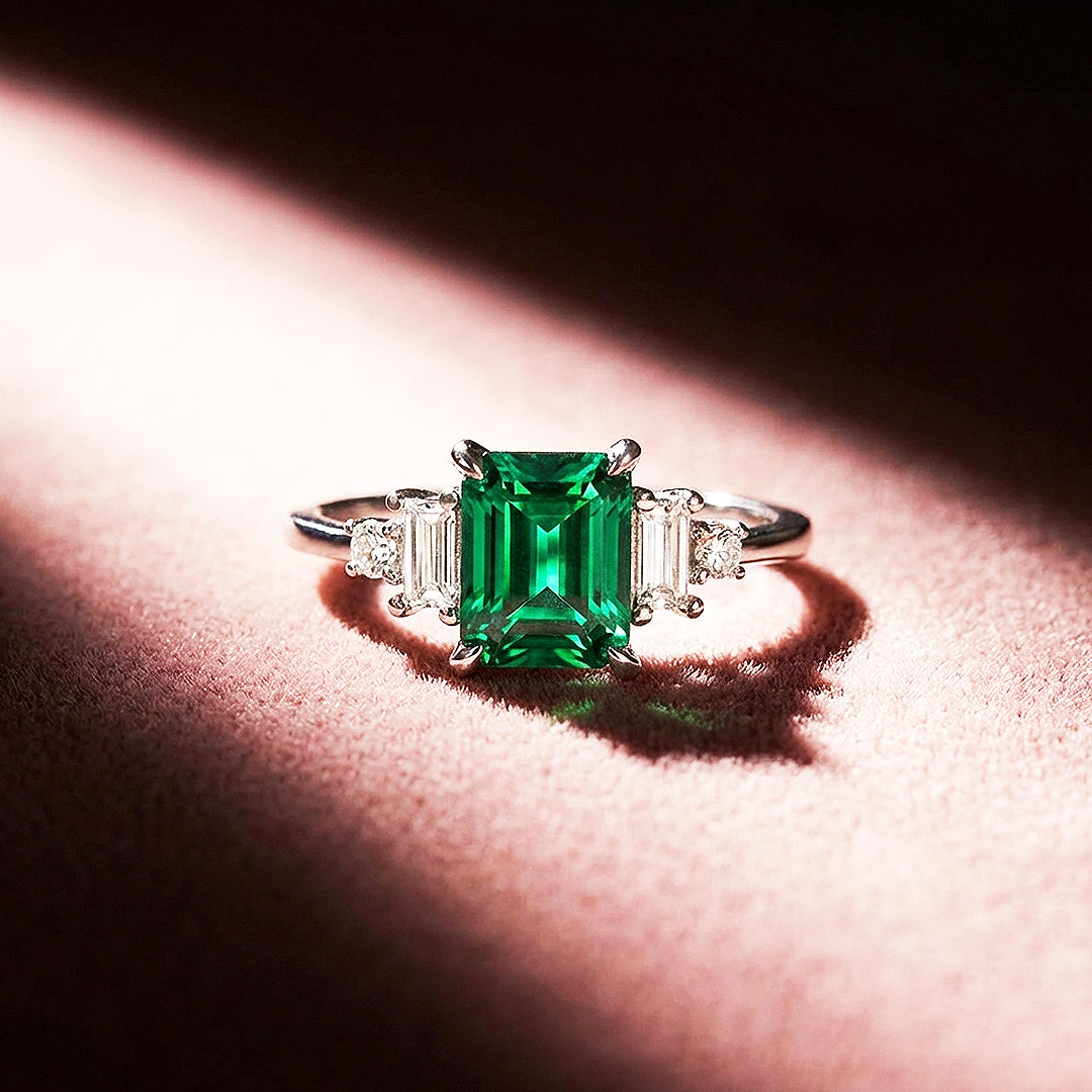 Emerald Cut Coloured Stone Engagement Ring | Luxe2003 - new designs | Singapore Jewellery, Wedding Rings & Gifts | Same Day Delivery | Tiara.com.sg