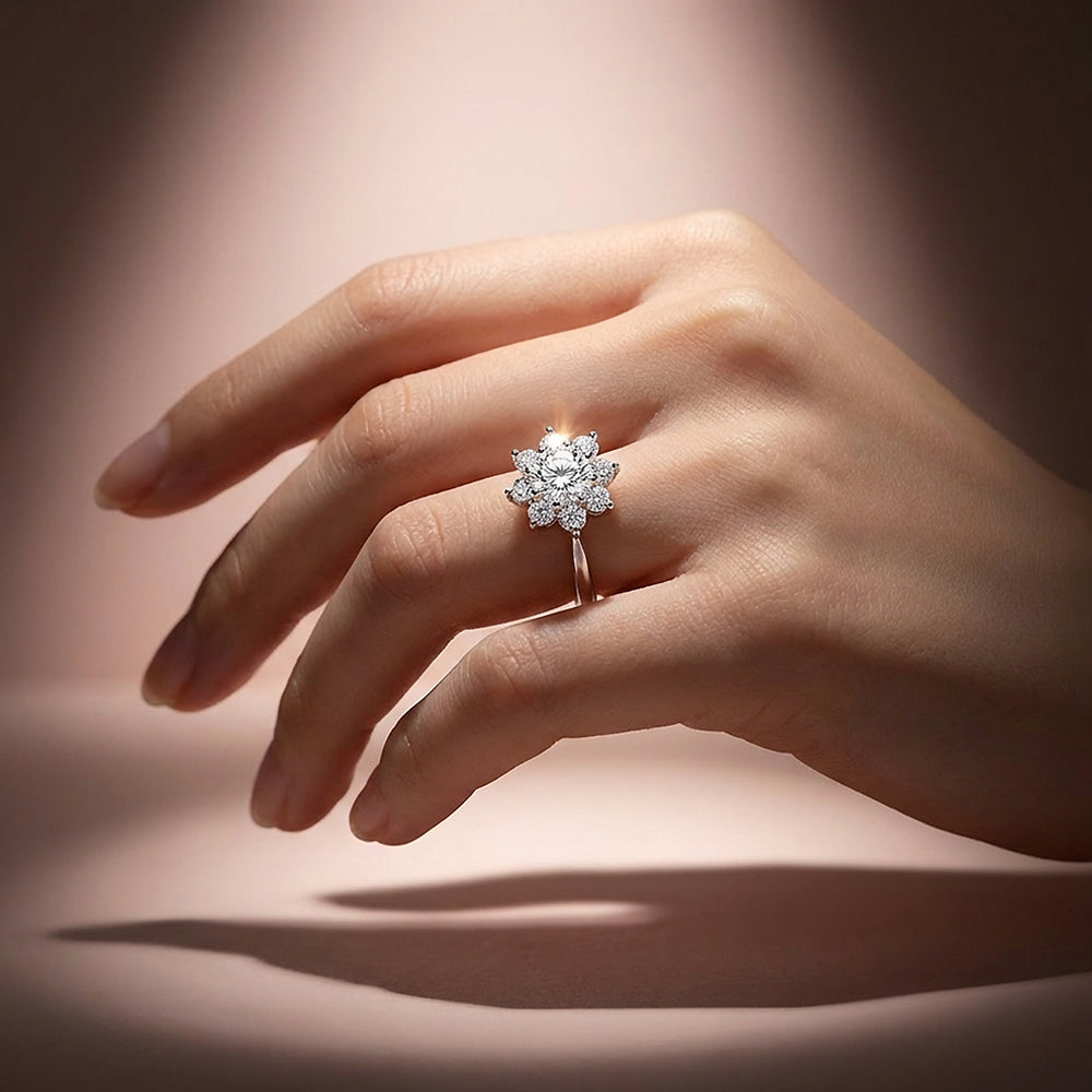 Round Brilliant Floral Halo Engagement Ring | Luxe2010 - new designs | Singapore Jewellery, Wedding Rings & Gifts | Same Day Delivery | Tiara.com.sg
