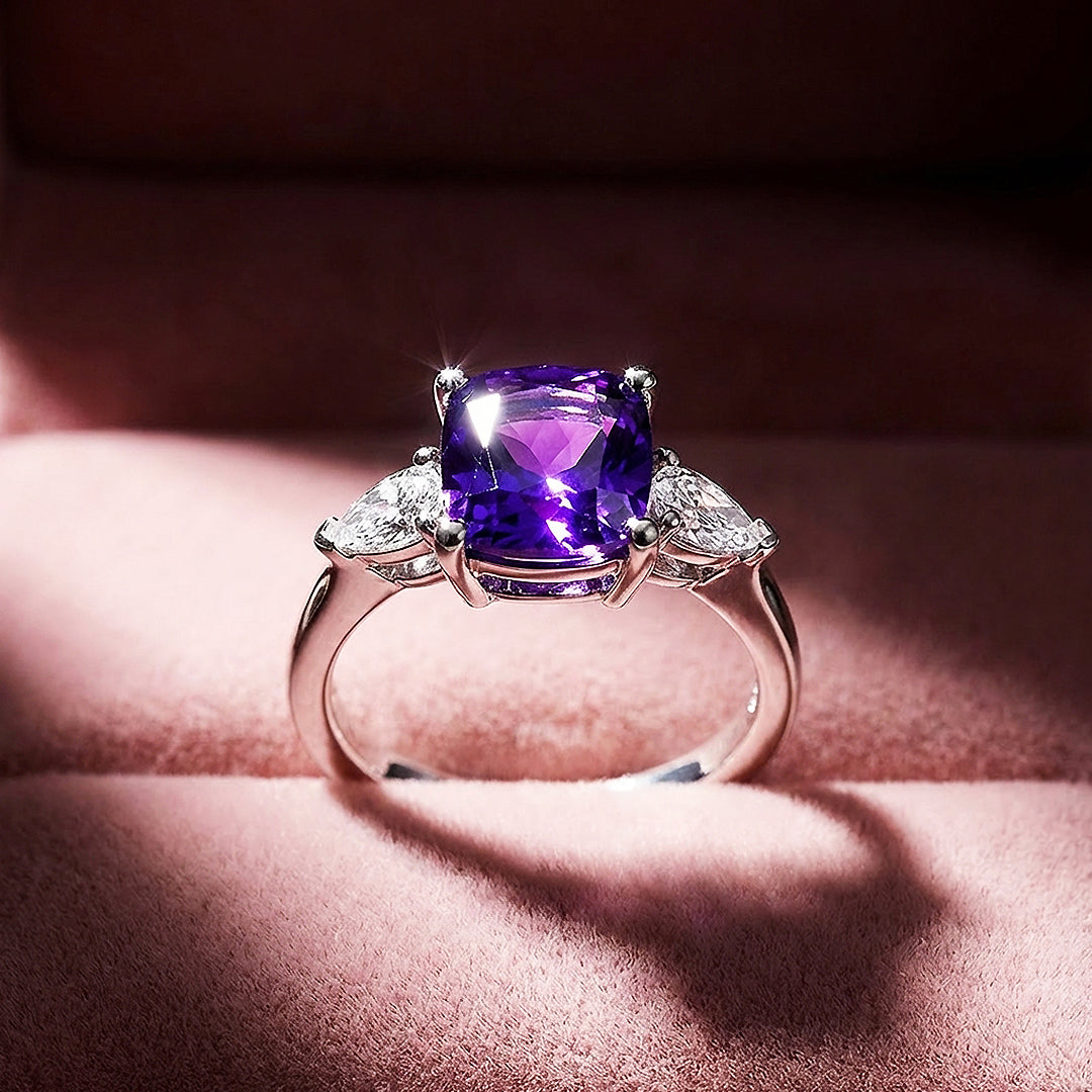 Cushion Cut Purple Amethyst Engagement Ring | Luxe2014 - new designs | Singapore Jewellery, Wedding Rings &amp; Gifts | Same Day Delivery | Tiara.com.sg