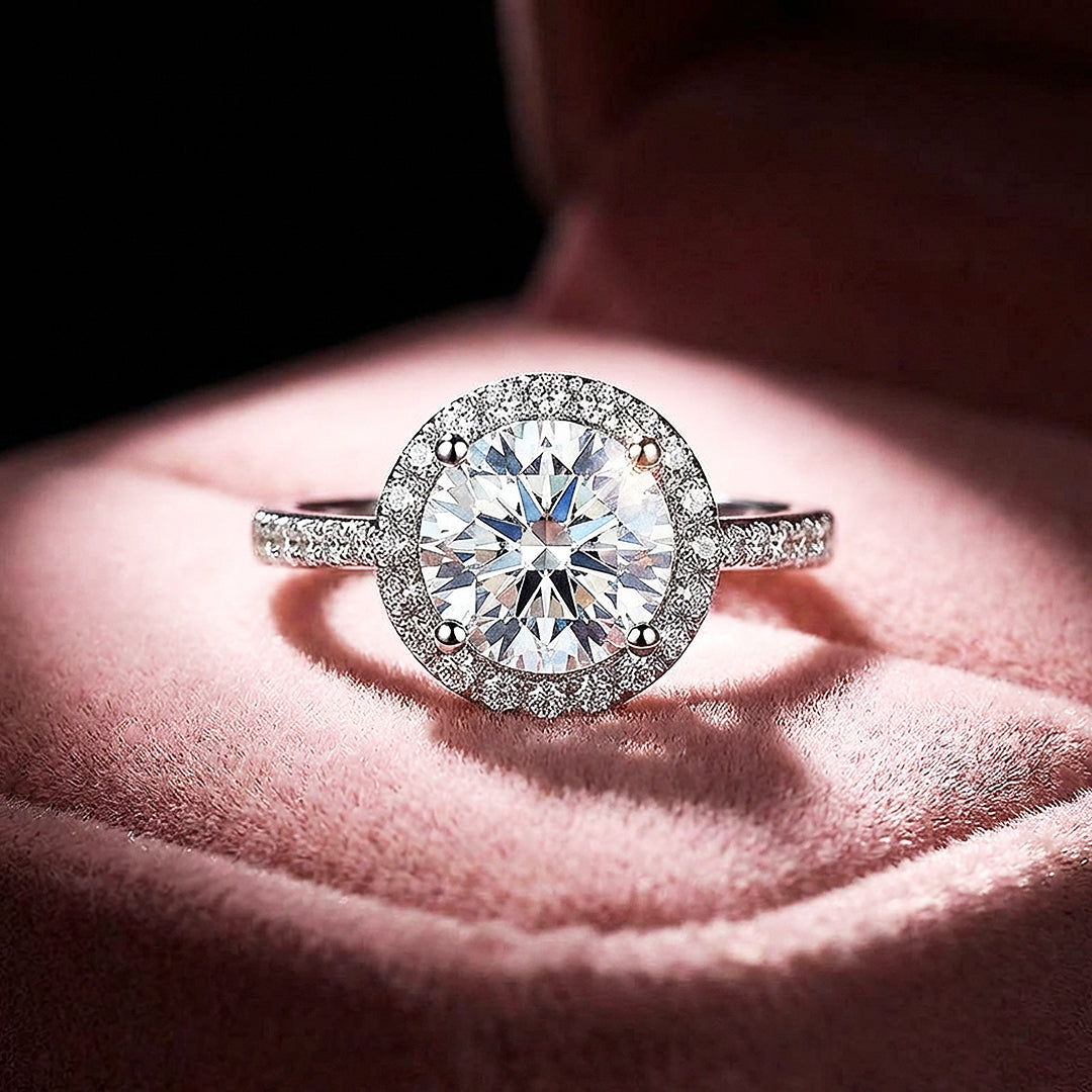Round Halo Engagement Ring | White Gold | Luxe1888 - Ring | Singapore Jewellery, Wedding Rings &amp; Gifts | Same Day Delivery | Tiara.com.sg