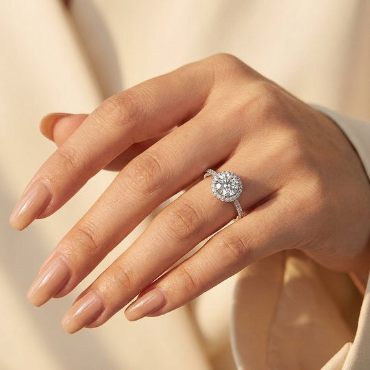 Round Halo Engagement Ring | White Gold | Luxe1888 - Ring | Singapore Jewellery, Wedding Rings &amp; Gifts | Same Day Delivery | Tiara.com.sg