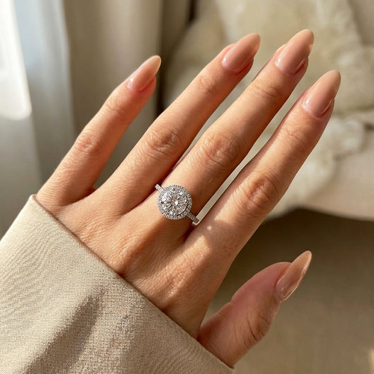 Round Halo Engagement Ring | White Gold | Luxe1888 - Ring | Singapore Jewellery, Wedding Rings &amp; Gifts | Same Day Delivery | Tiara.com.sg