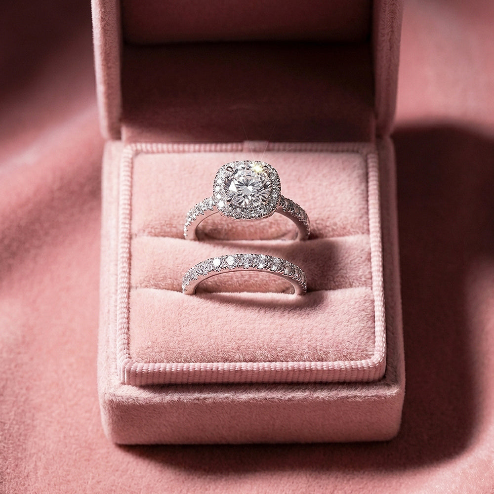 Round Cushion Halo Engagement Ring | Two-Piece Set | Luxe2022 - Ring | Singapore Jewellery, Wedding Rings & Gifts | Same Day Delivery | Tiara.com.sg