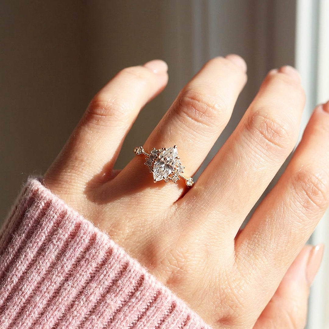 Marquise Cut Floral Cluster Engagement Ring | Luxe2035 - new designs | Singapore Jewellery, Wedding Rings &amp; Gifts | Same Day Delivery | Tiara.com.sg