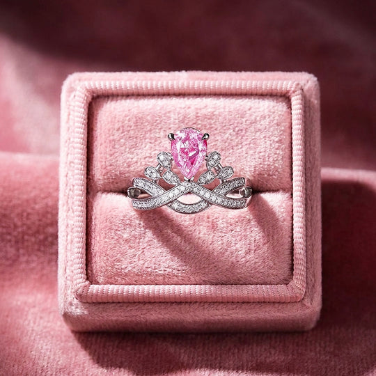 Pear Cut Crown Engagement Ring in White Gold | Luxe2037 - Adjustable Ring | Singapore Jewellery, Wedding Rings &amp; Gifts | Same Day Delivery | Tiara.com.sg