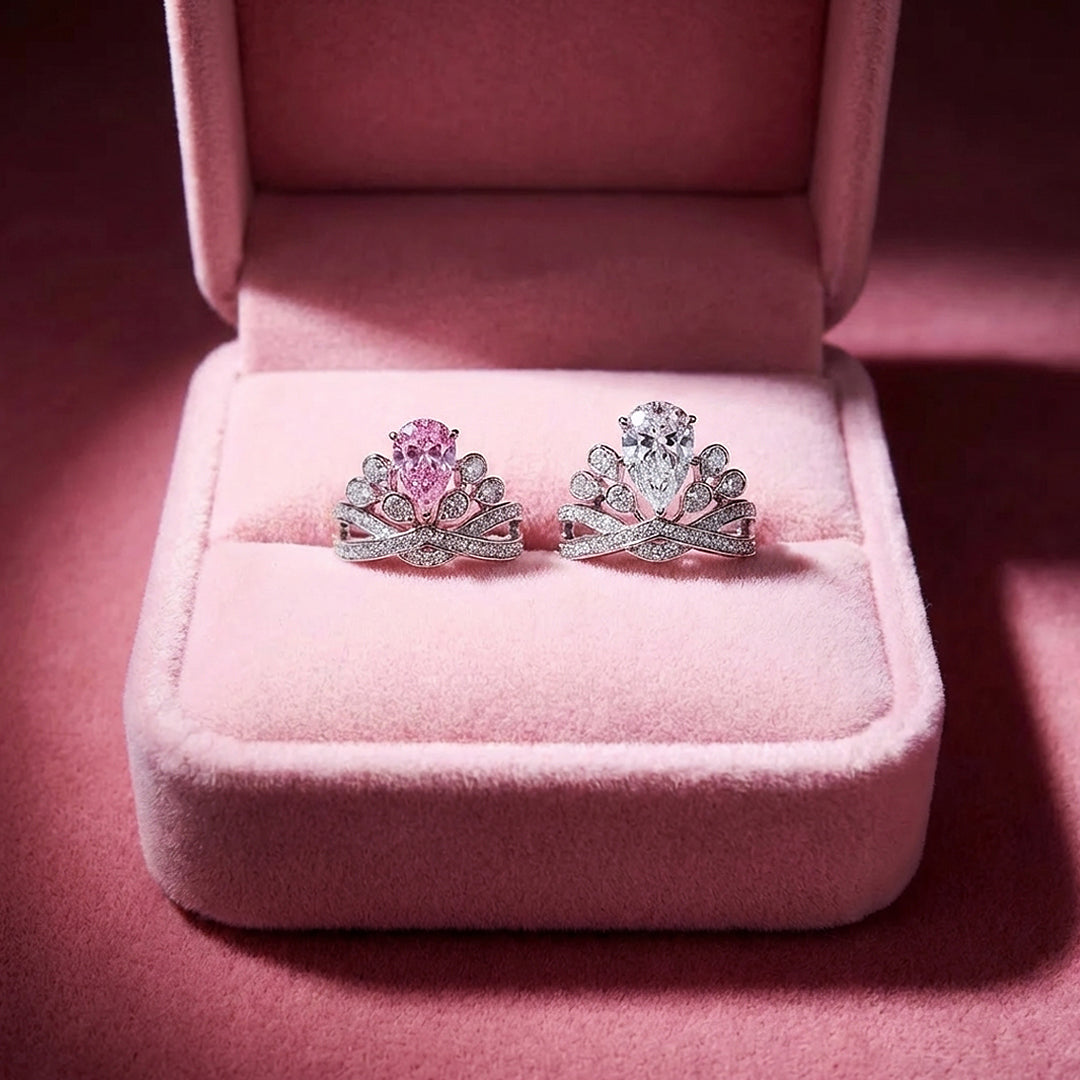 Pear Cut Crown Engagement Ring in White Gold | Luxe2037 - Adjustable Ring | Singapore Jewellery, Wedding Rings &amp; Gifts | Same Day Delivery | Tiara.com.sg