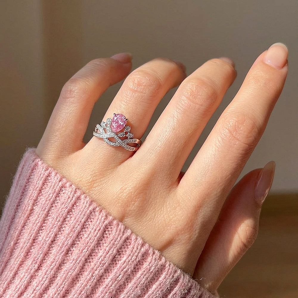 Pear Cut Crown Engagement Ring in White Gold | Luxe2037 - Adjustable Ring | Singapore Jewellery, Wedding Rings & Gifts | Same Day Delivery | Tiara.com.sg