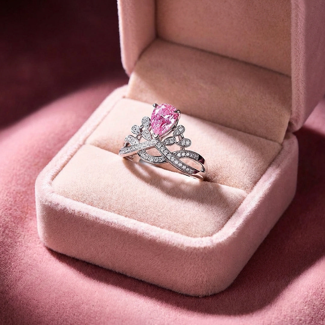 Pear Cut Crown Engagement Ring in White Gold | Luxe2037 - Adjustable Ring | Singapore Jewellery, Wedding Rings &amp; Gifts | Same Day Delivery | Tiara.com.sg