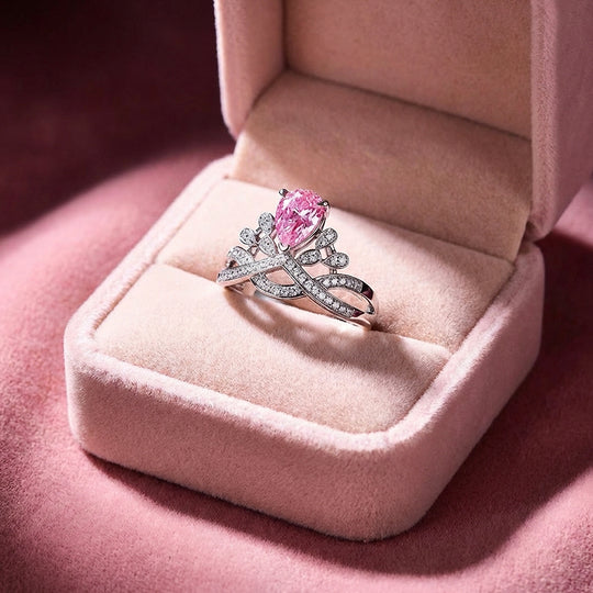 Pear Cut Crown Engagement Ring in White Gold | Luxe2037 - Adjustable Ring | Singapore Jewellery, Wedding Rings &amp; Gifts | Same Day Delivery | Tiara.com.sg