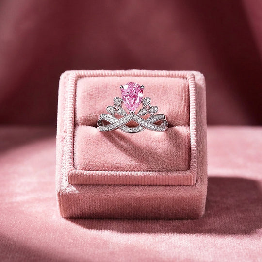 Pear Cut Crown Engagement Ring in White Gold | Luxe2037 - Adjustable Ring | Singapore Jewellery, Wedding Rings &amp; Gifts | Same Day Delivery | Tiara.com.sg