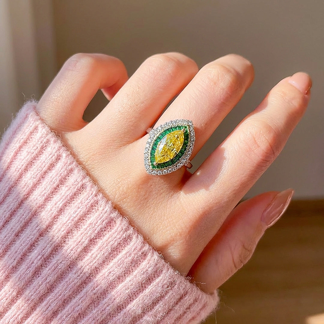 Marquise Cut Canary Yellow Engagement Ring | Luxe2042 - Adjustable Ring | Singapore Jewellery, Wedding Rings &amp; Gifts | Same Day Delivery | Tiara.com.sg