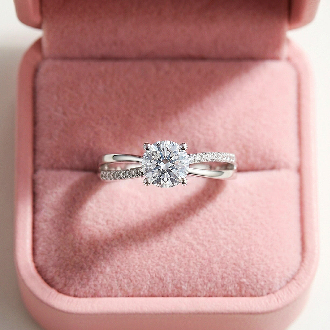 Round Cut Split Band Engagement Ring | Luxe2052 - Ring | Singapore Jewellery, Wedding Rings &amp; Gifts | Same Day Delivery | Tiara.com.sg