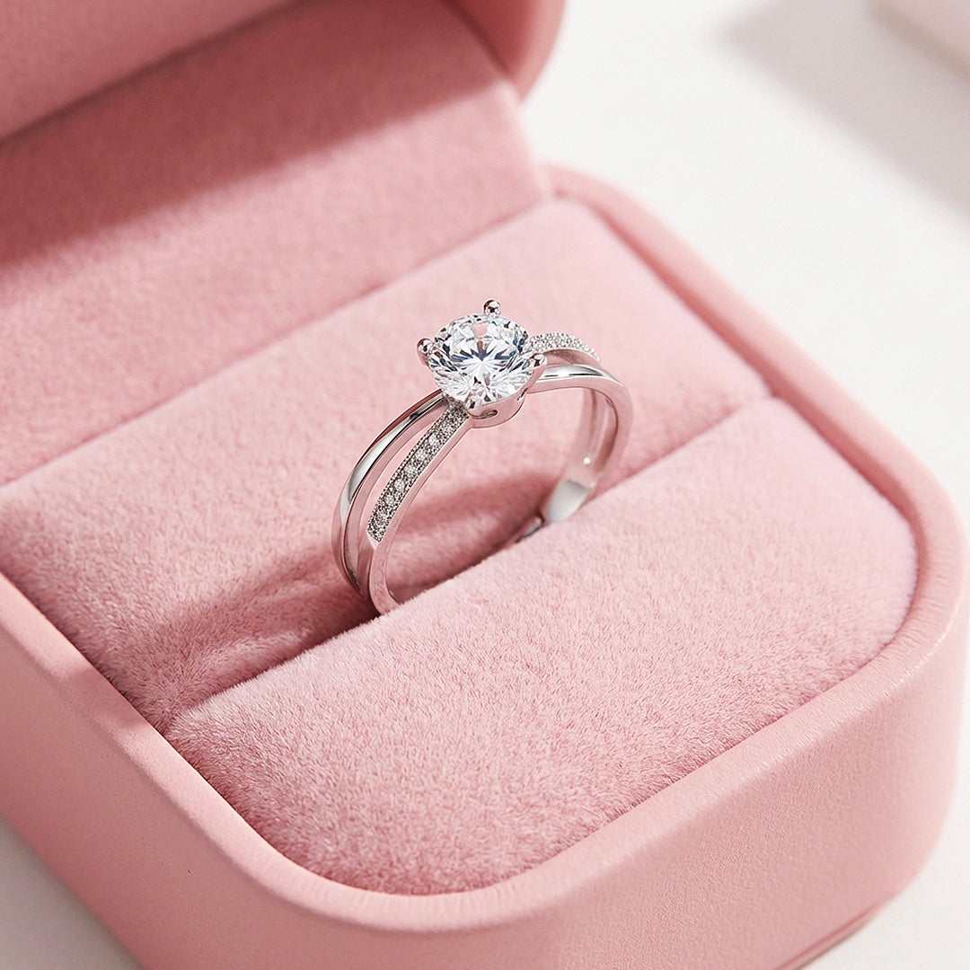 Round Cut Split Band Engagement Ring | Luxe2052 - Ring | Singapore Jewellery, Wedding Rings &amp; Gifts | Same Day Delivery | Tiara.com.sg