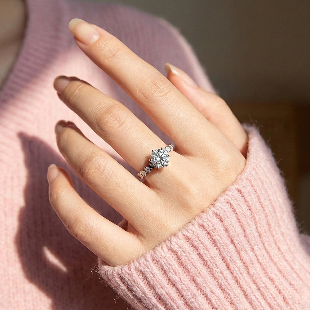 Round Cut Hexagon Band Engagement Ring | Luxe2055 - Ring | Singapore Jewellery, Wedding Rings & Gifts | Same Day Delivery | Tiara.com.sg