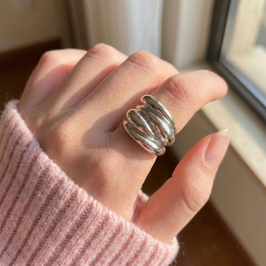 Triple Dome Coil Ring | White Gold | Luxe2066