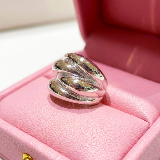 Triple Dome Coil Ring | White Gold | Luxe2066