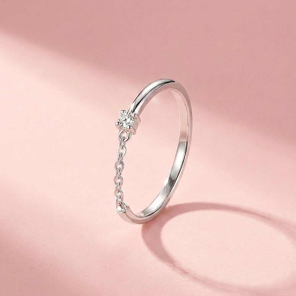 Chain Detail Solitaire Ring | Gold & Silver | Luxe2078