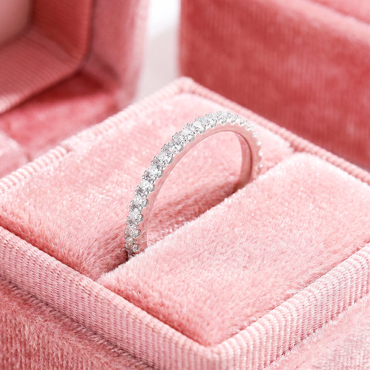 Half Eternity Pavé Diamond Simulant Band Ring | Luxe2086