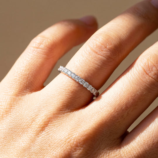 Half Eternity Pavé Diamond Simulant Band Ring | Luxe2086