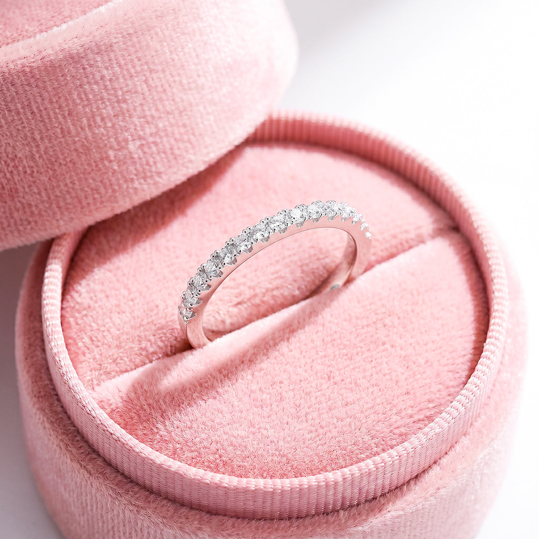 Half Eternity Pavé Diamond Simulant Band Ring | Luxe2086