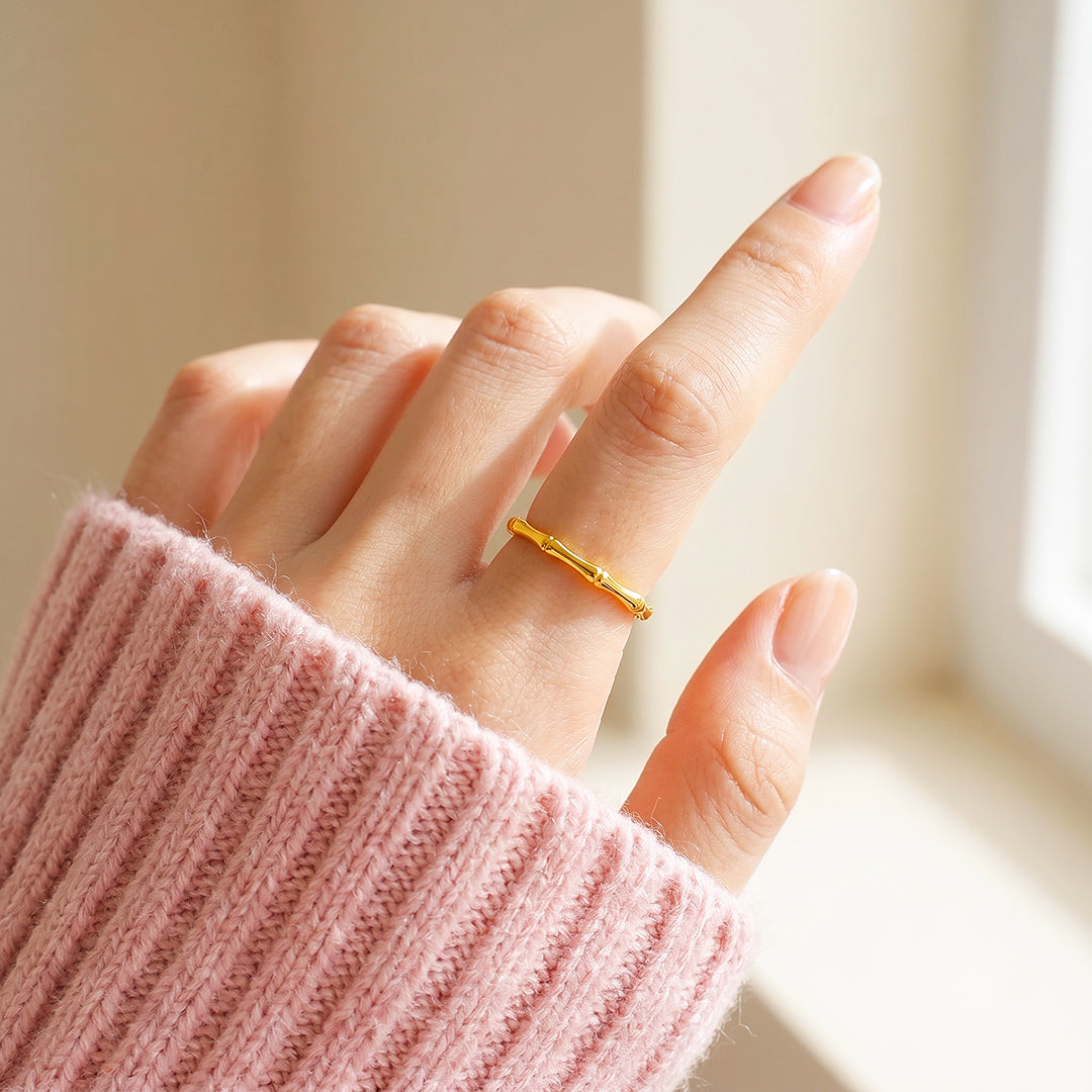 Bamboo-Textured Band Ring | Luxe2091