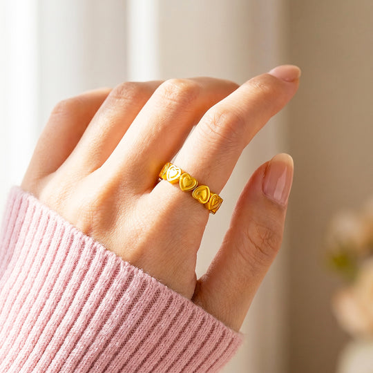 Full Eternity Heart Motif Band Ring | Luxe2093
