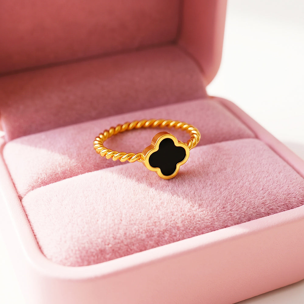 Black Clover & Twisted Rope Band Ring | Luxe2094