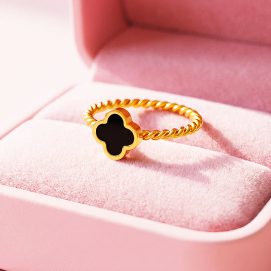 Black Clover &amp; Twisted Rope Band Ring | Luxe2094