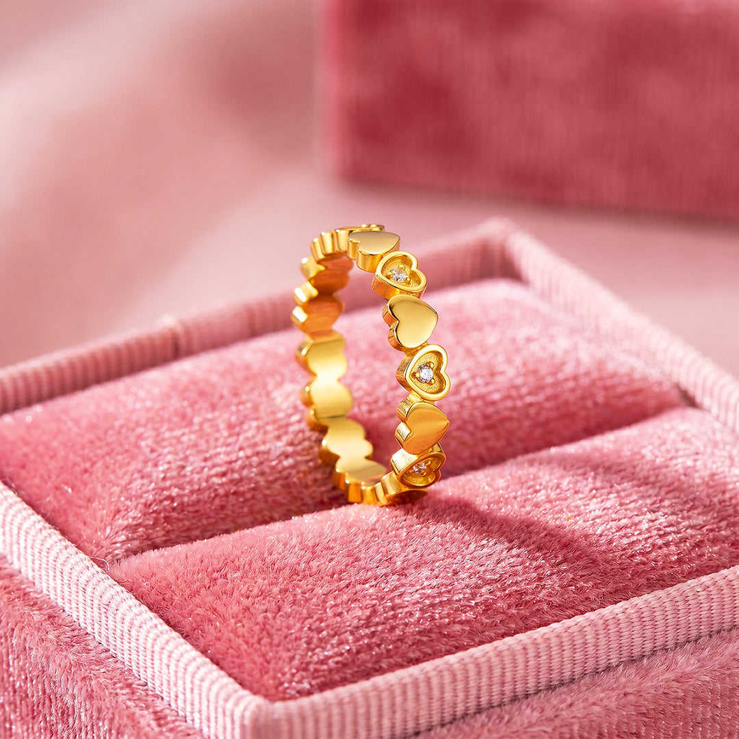 Heart &amp; Diamond Simulant Eternity Band Ring | Luxe2096
