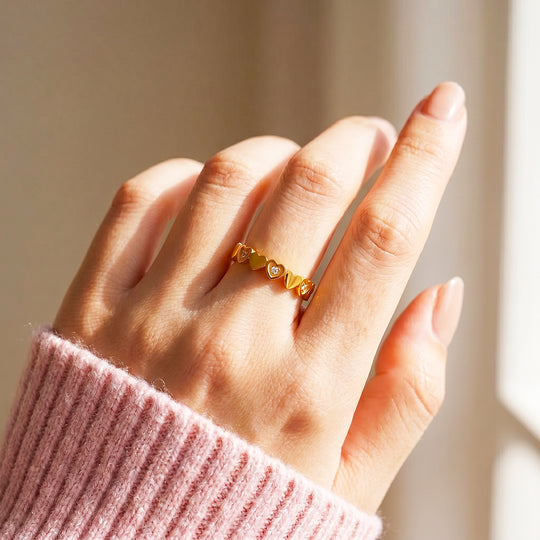 Heart &amp; Diamond Simulant Eternity Band Ring | Luxe2096