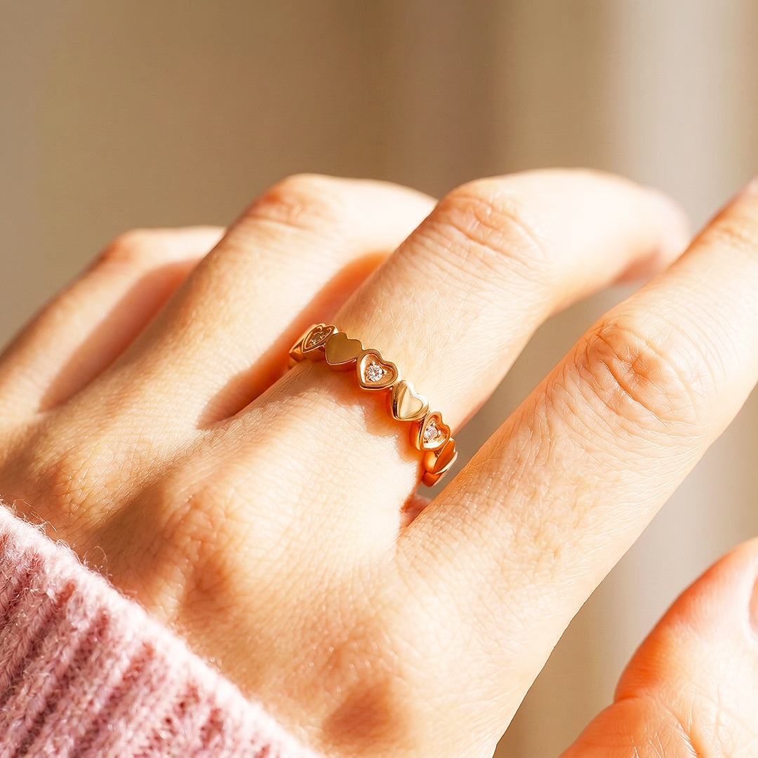 Heart &amp; Diamond Simulant Eternity Band Ring | Luxe2096