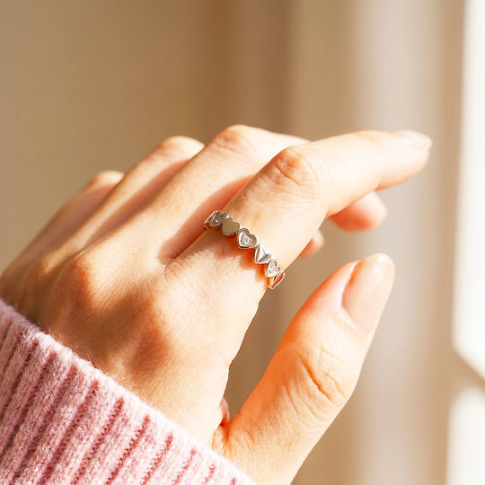 Heart &amp; Diamond Simulant Eternity Band Ring | Luxe2096