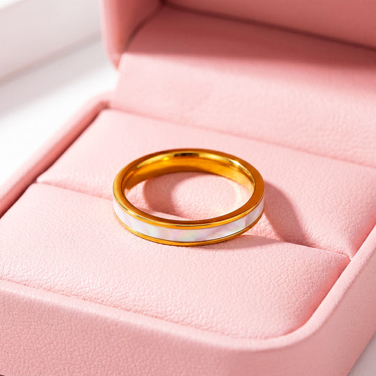 White Sea Shell Band Ring | Luxe2902
