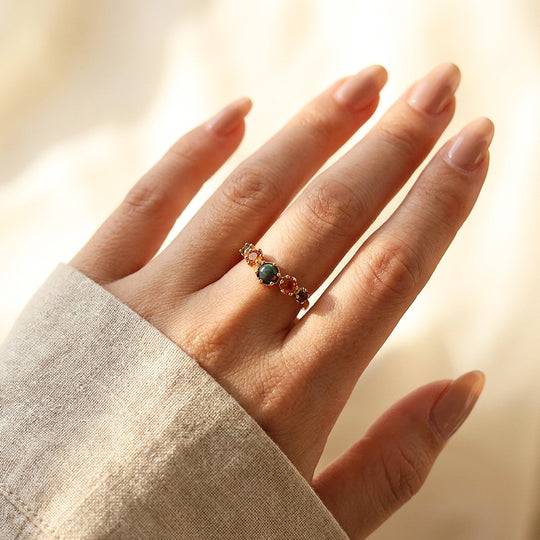 Aurelia Curved Opal Cluster Adjustable Ring | Luxe2108