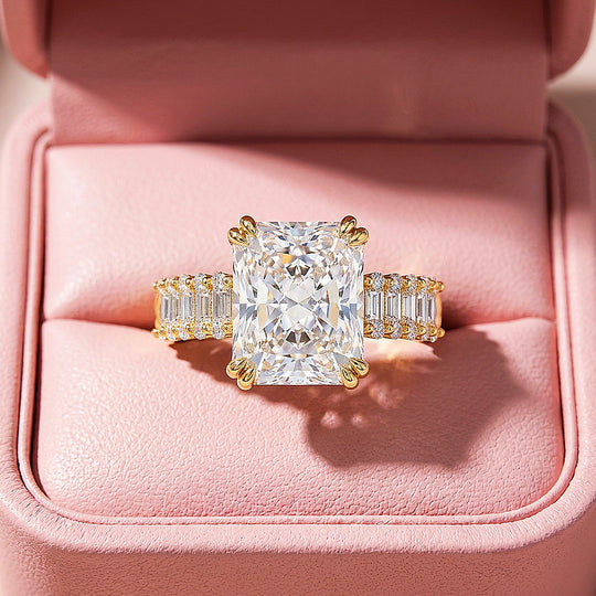 Radiant Solitaire Baguette Pavé Wide Band | Women&