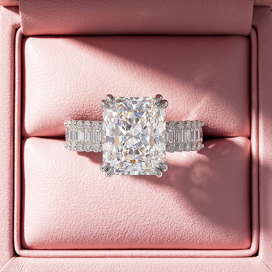 Radiant Solitaire Baguette Pavé Wide Band | Women&
