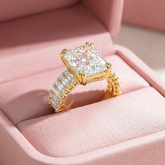 Radiant Solitaire Baguette Pavé Wide Band | Women&