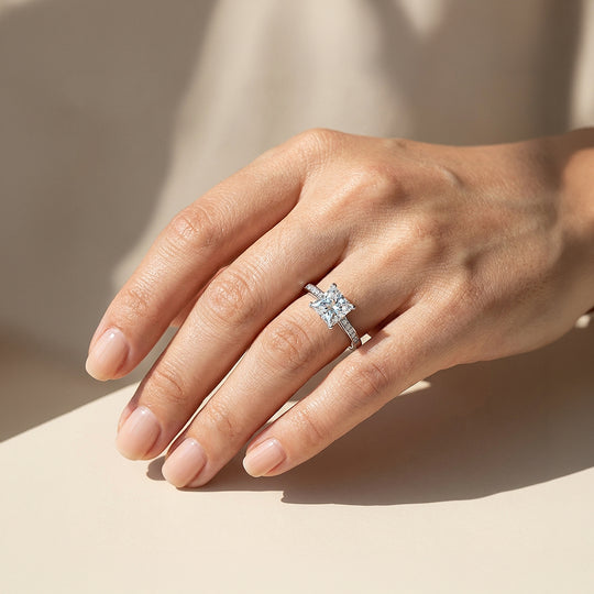 Princess-Cut Solitaire Pavé Shoulder | Women&