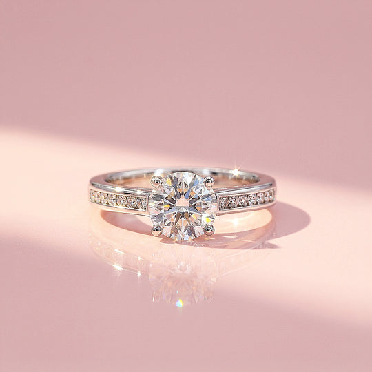 Round Solitaire Channel Pavé Wide Band | Women&
