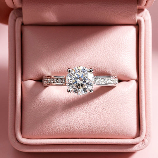 Round Solitaire Channel Pavé Wide Band | Women&
