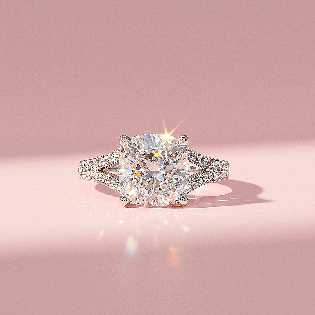 Cushion Solitaire Split-Shank Pavé | Women&