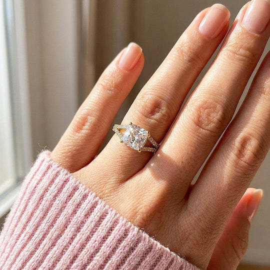 Cushion Solitaire Split-Shank Pavé | Women&