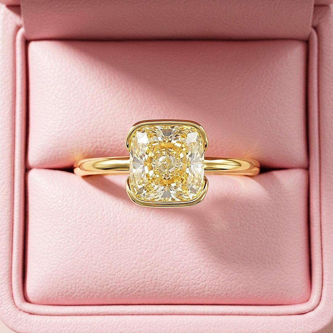 Canary Cushion-Cut Half-Bezel Solitaire | Women&