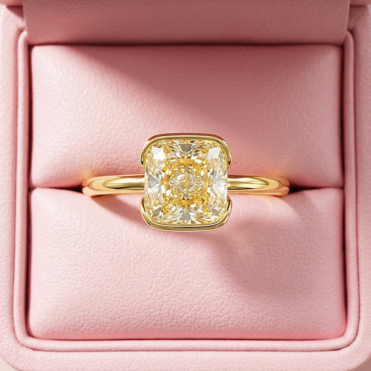 Canary Cushion-Cut Half-Bezel Solitaire | Women&