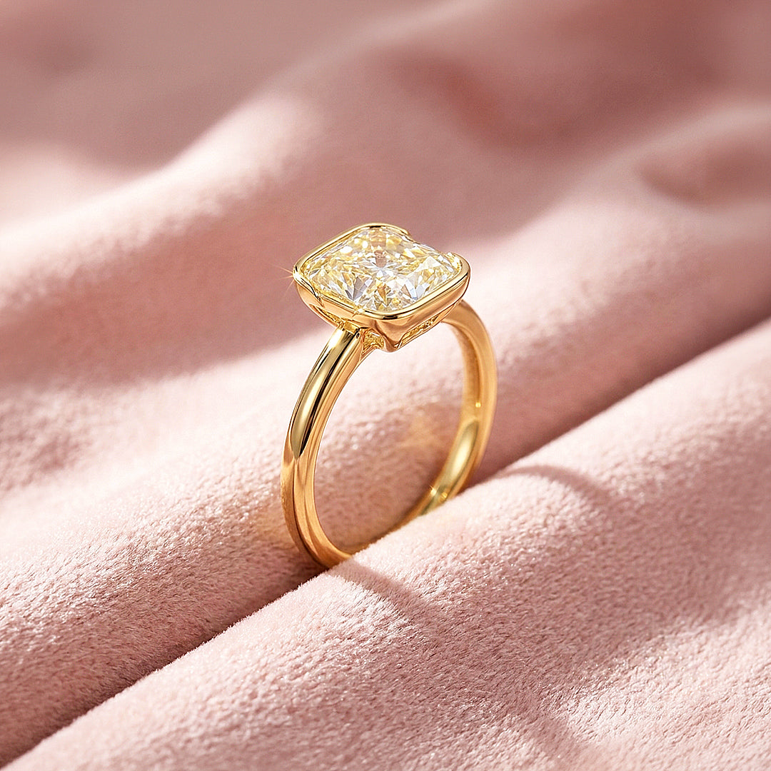 Canary Cushion-Cut Half-Bezel Solitaire | Women&