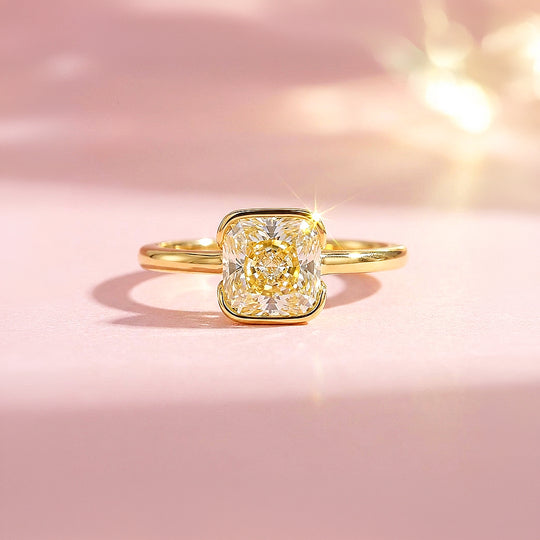 Canary Cushion-Cut Half-Bezel Solitaire | Women&